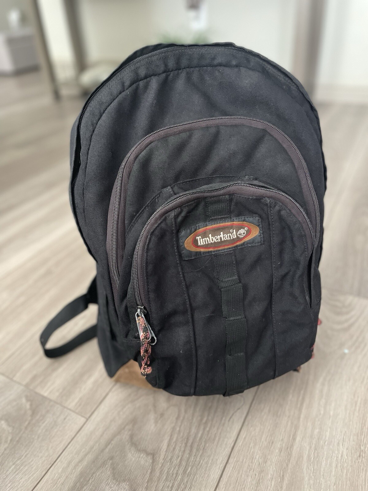 Vintage Timberland Leather Canvas Backpack Vintage Black Brown