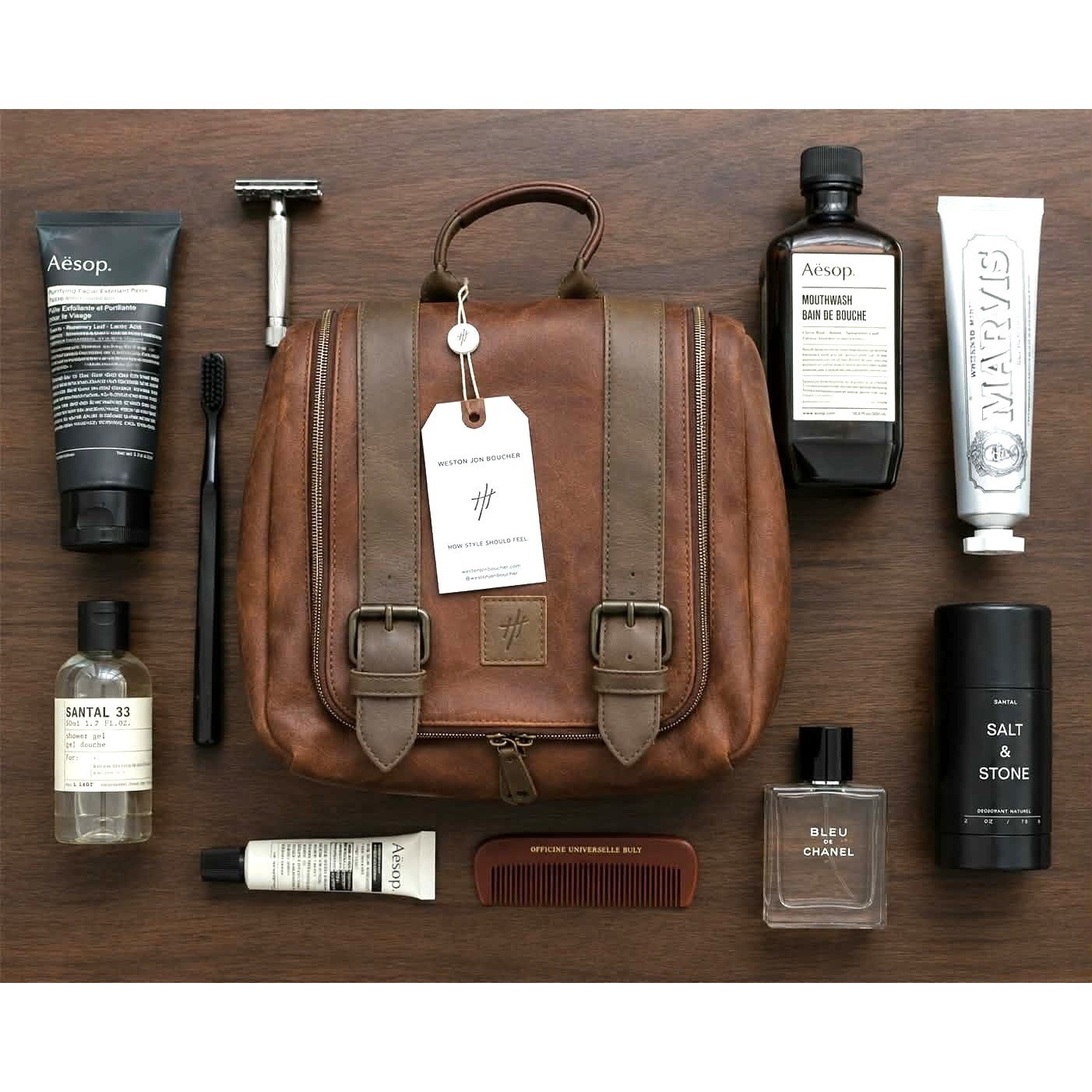 Weston Jon Boucher Traveler Large Hanging Toiletry Bag Vegan Leather NWT Travel