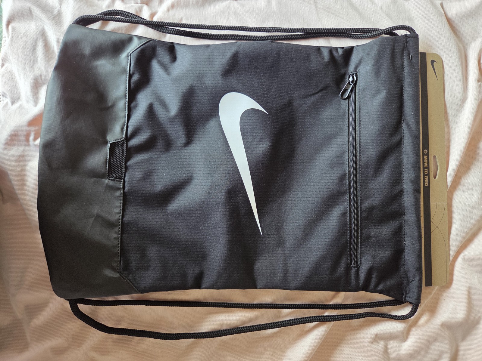 NWT Nike Brasilia Drawstring Sackpack Gym Sack Bag Black White Swoosh Logo