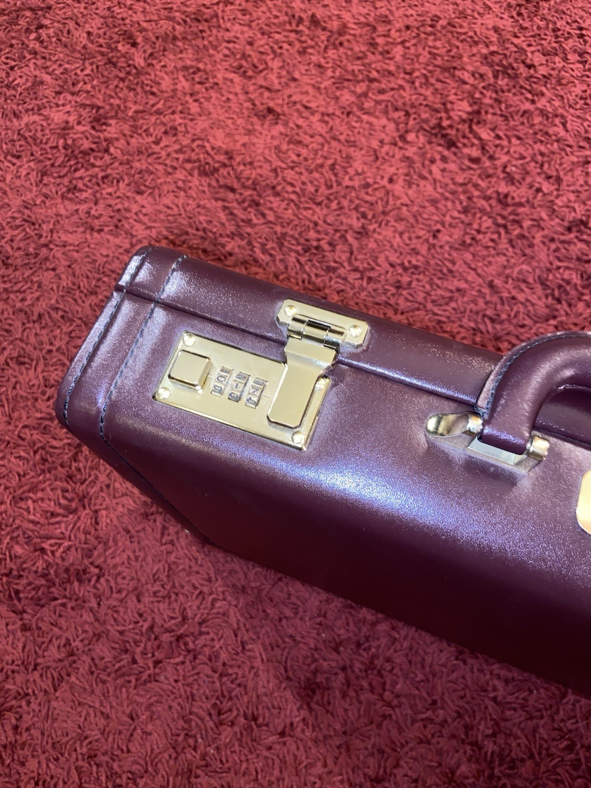 Burgundy Leather Briefcase w/ Combination Lock Executive Business Attache Case