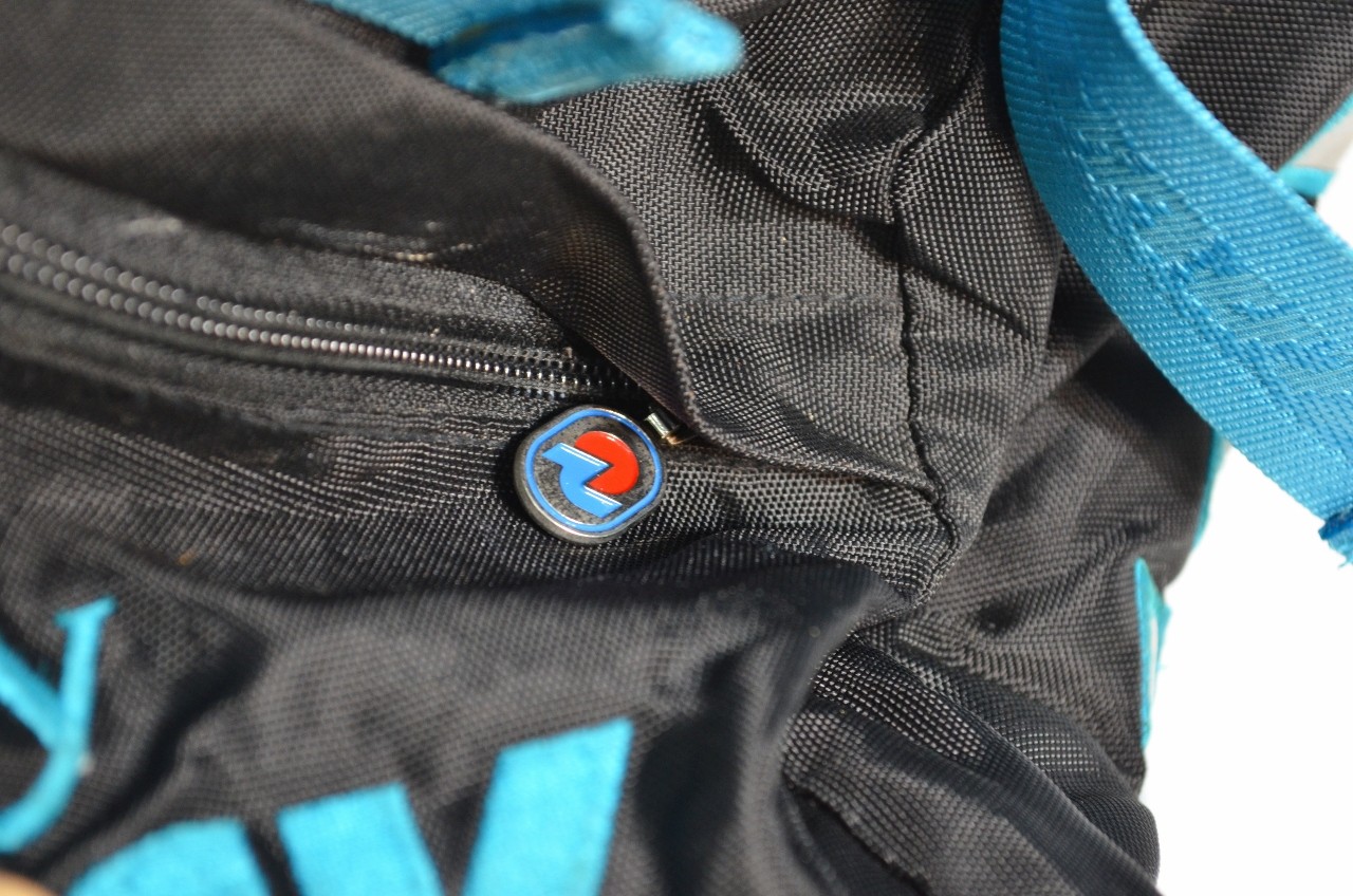 Invicta Jolly Black Backpack Black Teal Blue VTG Padded Italian Made in Italy