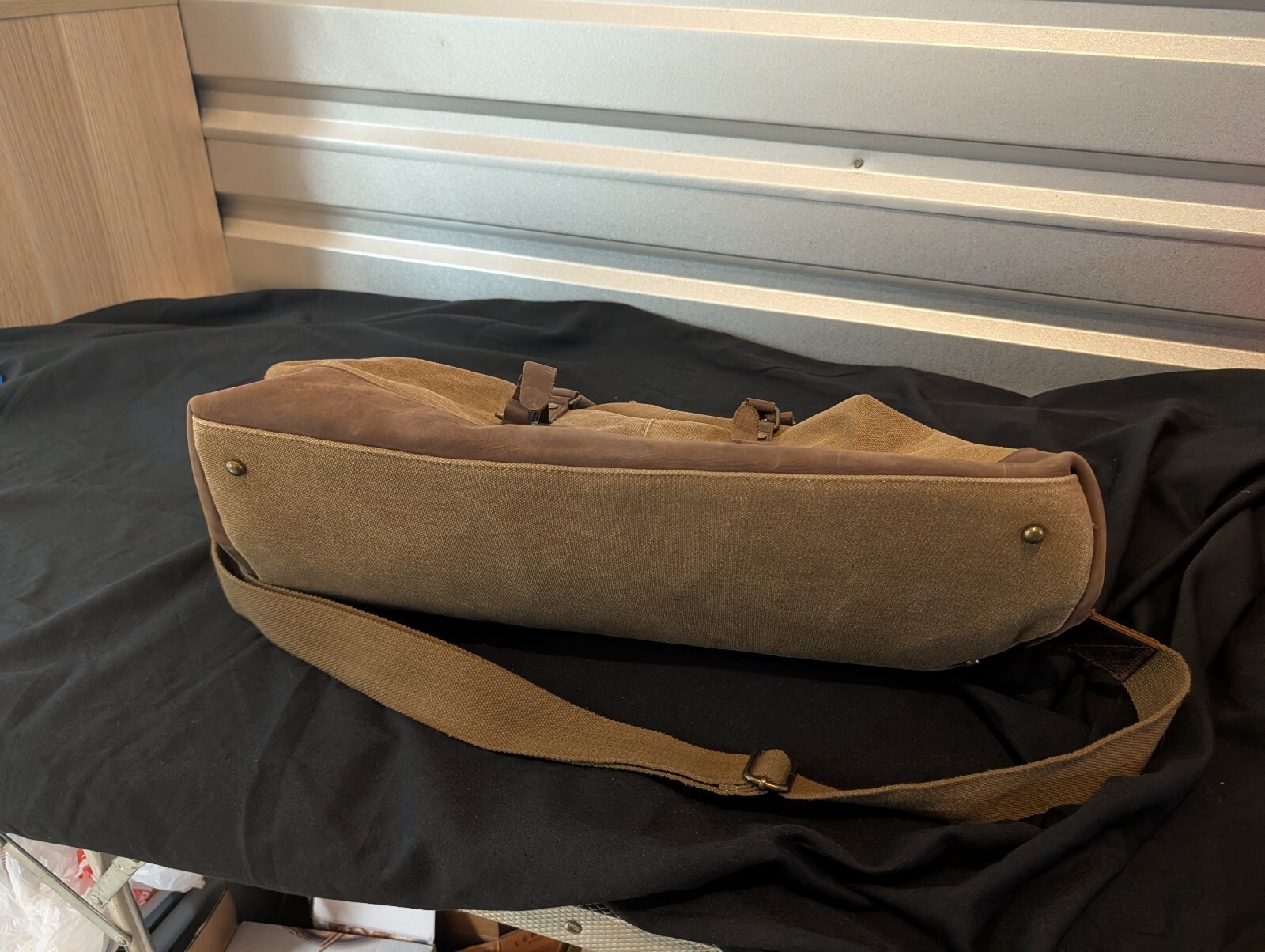 Waxed Canvas & Leather Overnight Duffle Weekender Travel Bag Brass Hardware