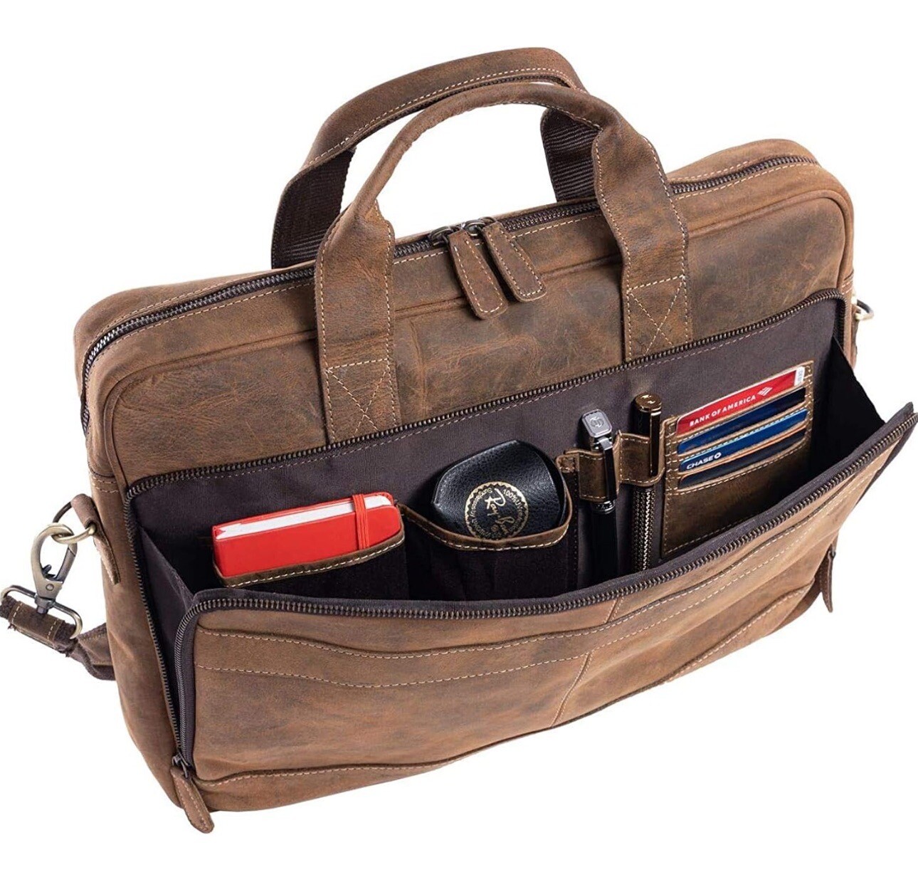 Komalc Passion Leather briefcase 18 Inch Laptop Messenger Bags for Men and Women