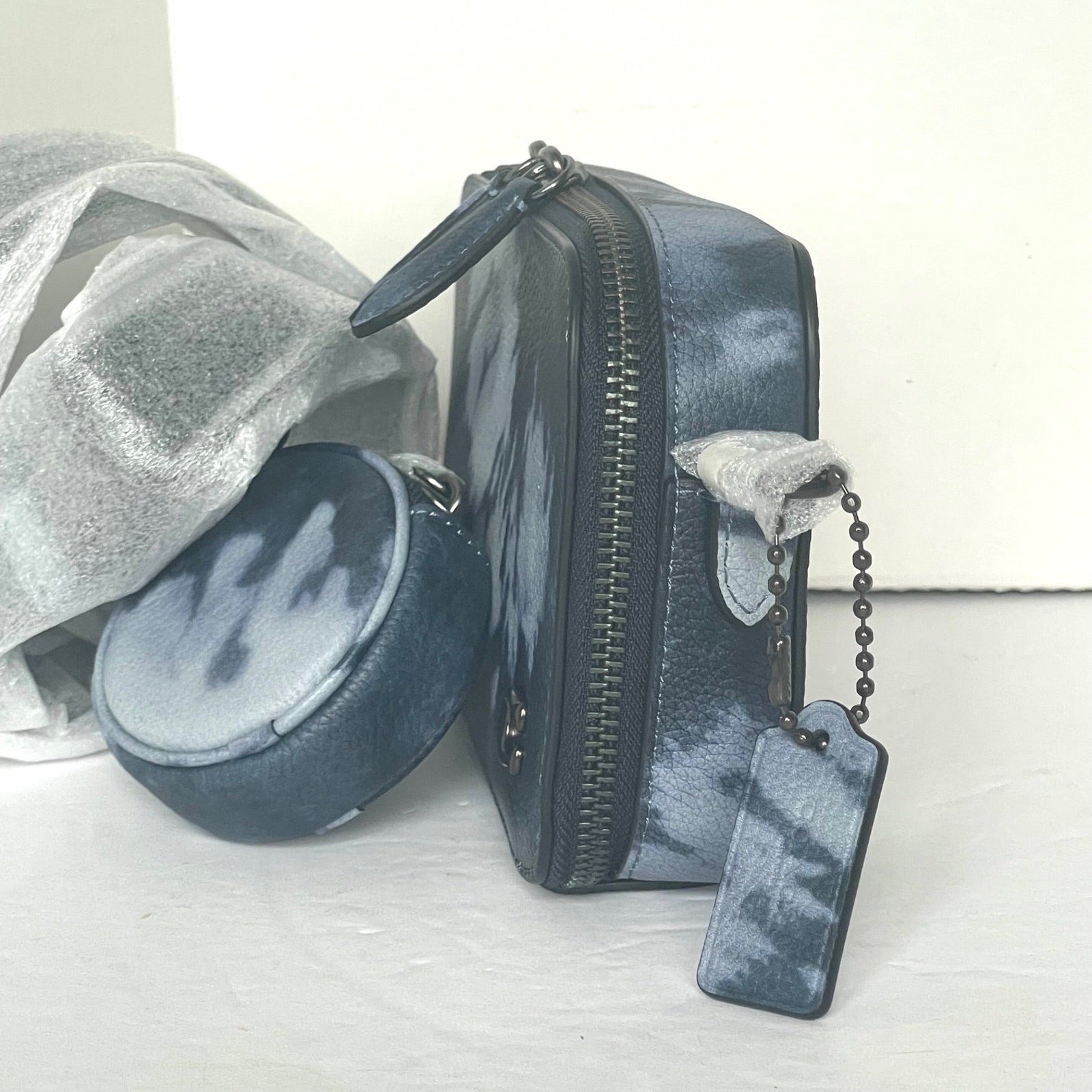 Coach Charter Slim Crossbody CU208 Blue Tie Dye Leather Sling Bag