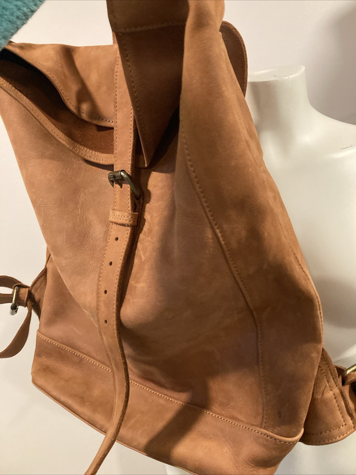 One Mill & Bull Roll Top Backpack Leather Tan Brown Bag