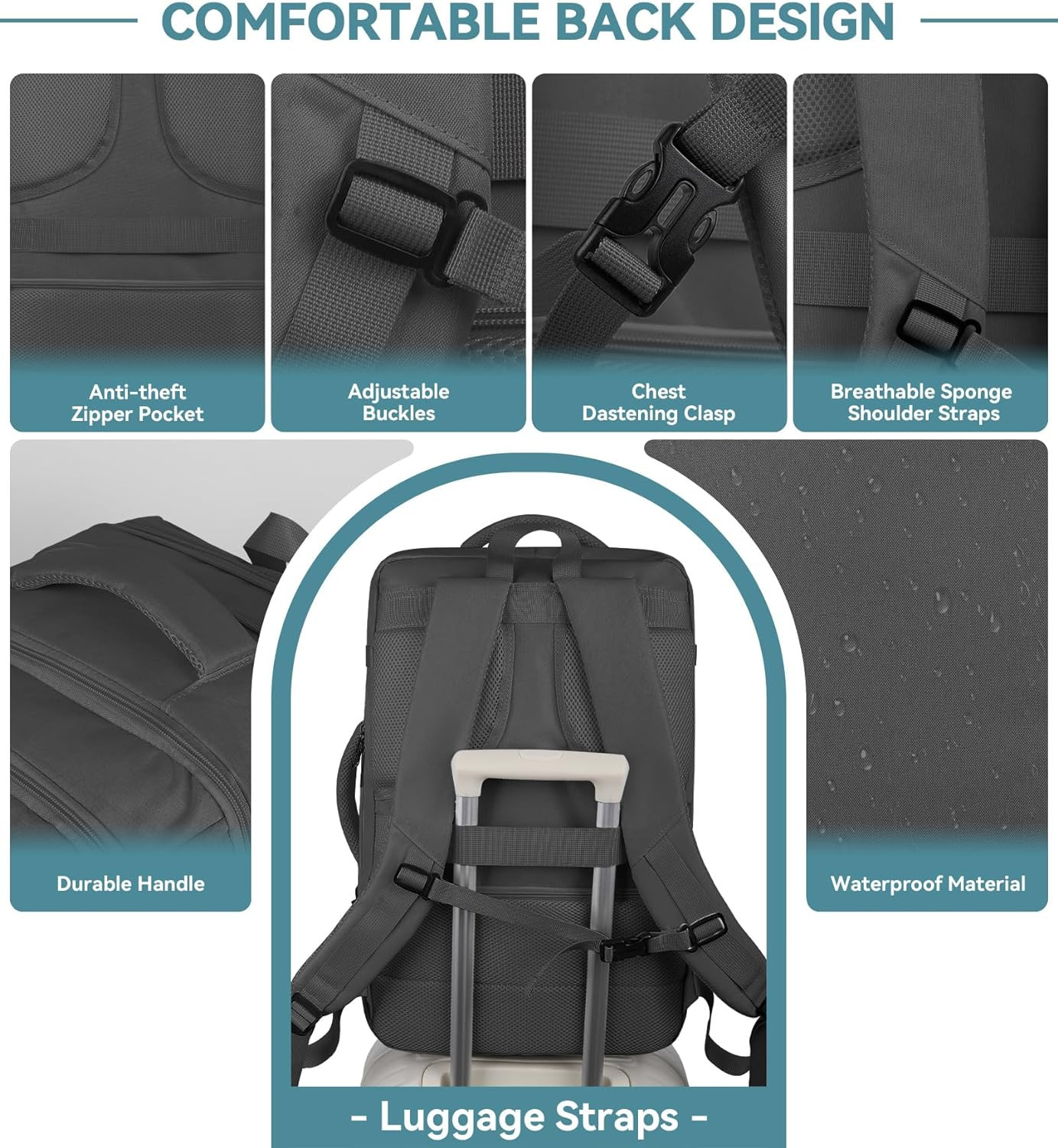 Mochila para portátil extragrande expandible de 50 l