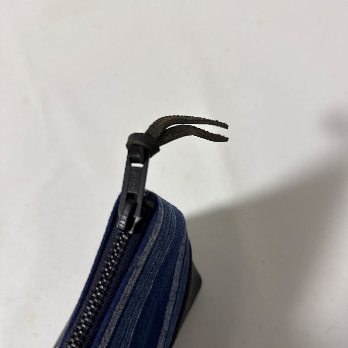 USED BAG RRL indigo leather pouch accessory case border leather double RL Ralph