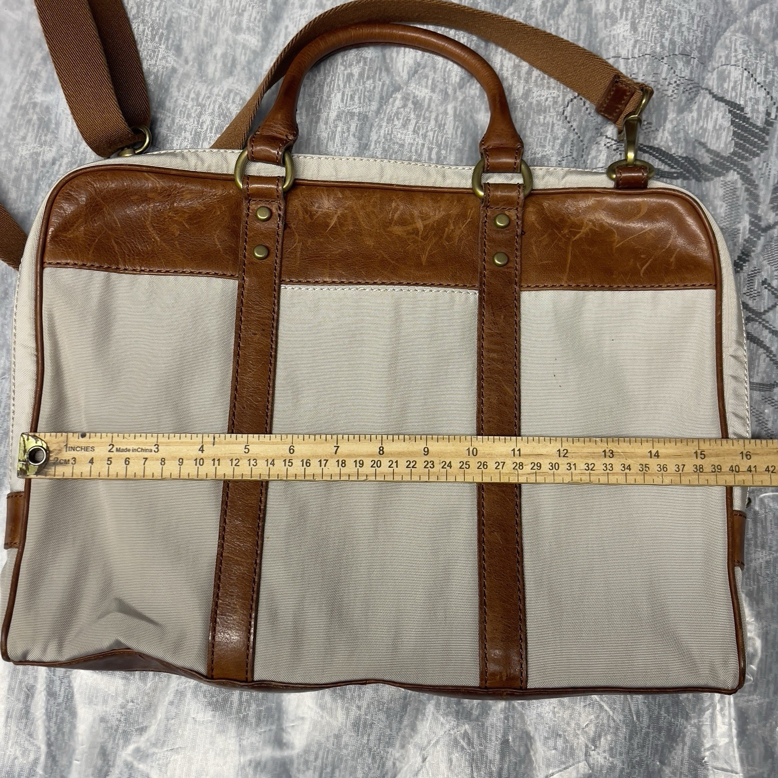 Fossil estate document Messenger Bag Shoulder Bag Leather Handles Twill Leather.