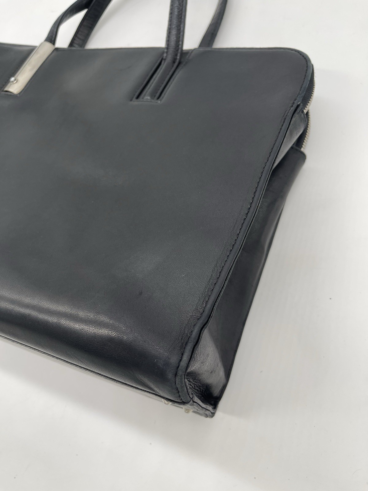 MONTBLANC Black Leather Briefcase Laptop Satchel Work Bag Travel Tote Classic