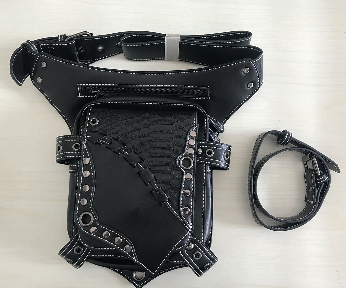New PU Leather Gothic Steampunk Rock Punk Shoulder Crossbody Leg Waist Bags