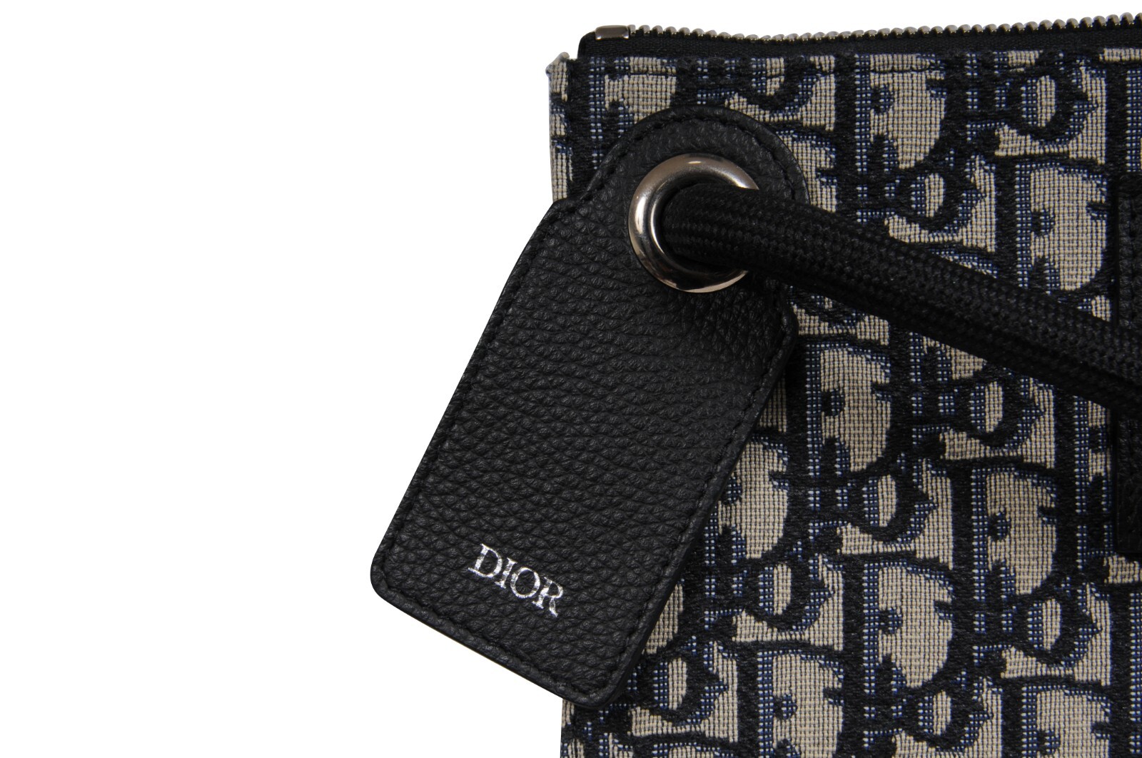 Dior Oblique Logo Wrist Pouch Travel Folder File Black Blue Ipad Document