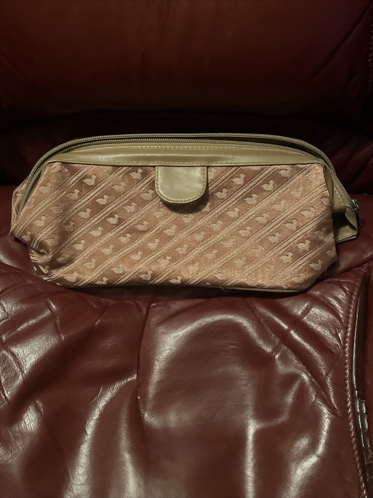VINTAGE Avon Tan Brown Ducks Toiletry Shaving Bag Mens Travel Bag rare