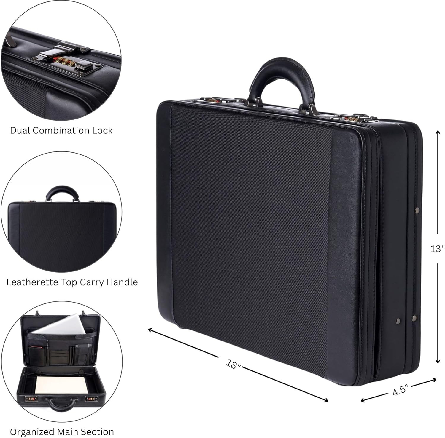 Mens Briefcase | Hard Side Business Case | Expandable Attache Case for Men | Dua