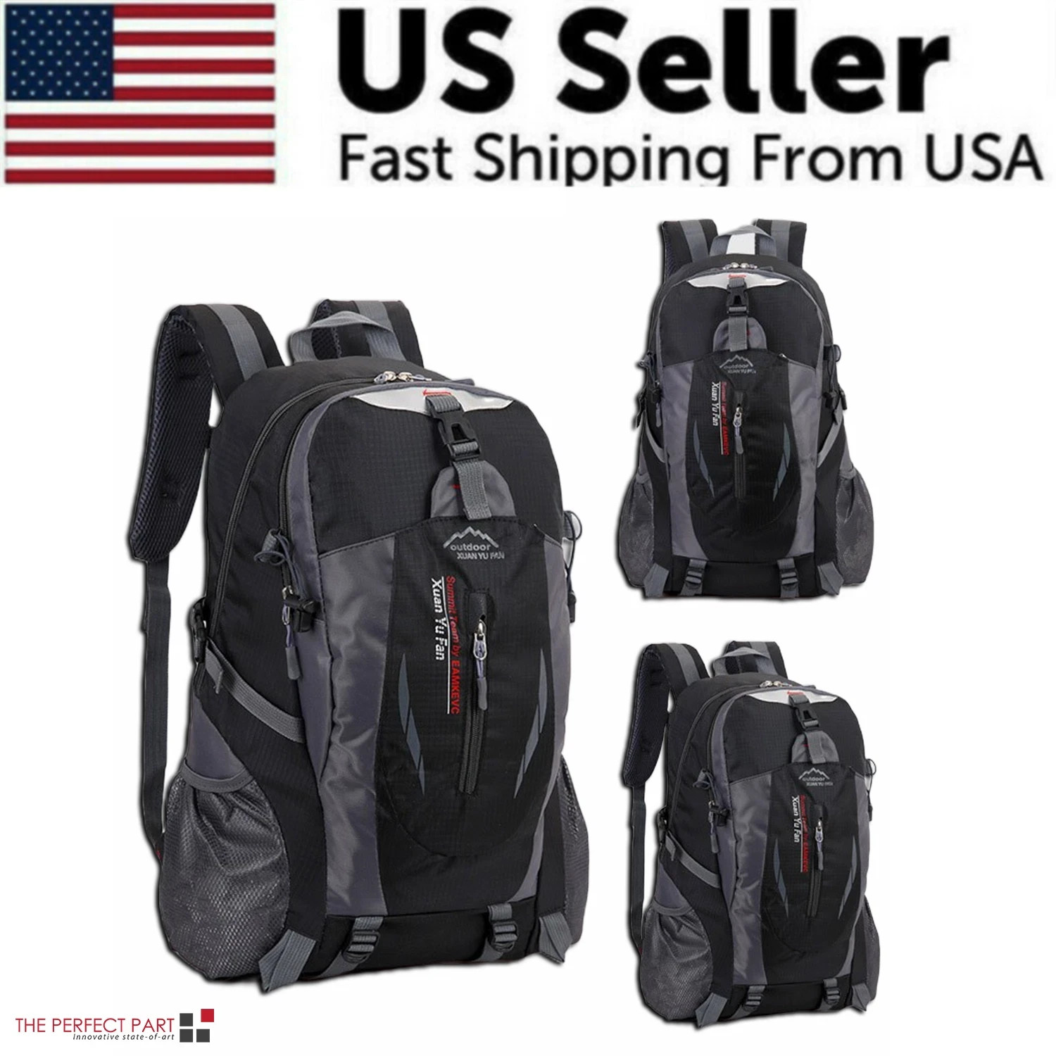 Travel Bag w/ Laptop Sleeve & Waist Shoulder Backpack For Men Women Camping Bag