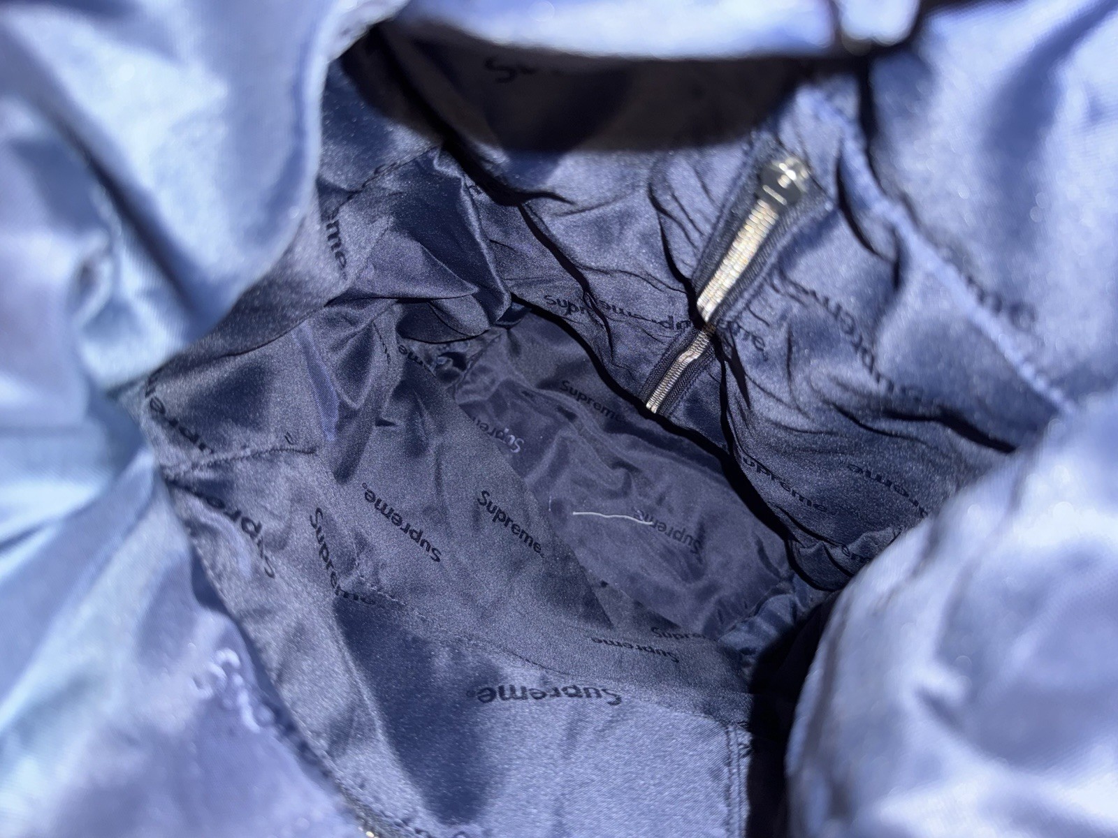 Supreme SS22 Fat Tip Jacquard Denim Backpack ‘Blue’ Drawstring Rucksack