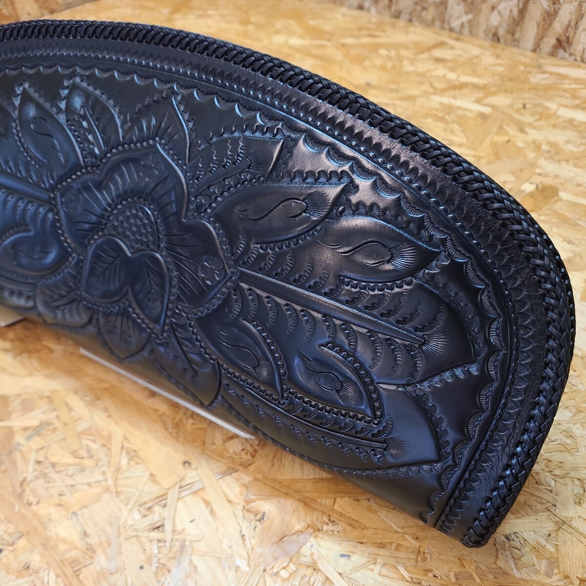 USED BAG RRL RALPH LAUREN Double R Carving Leather Second Clutch Bag Cowhide