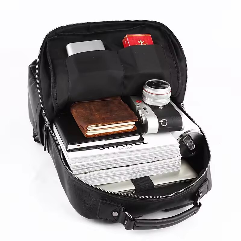 Waterproof Unisex Bag PU Leather Travel Backpack SchoolBag outdoor Men Mochila
