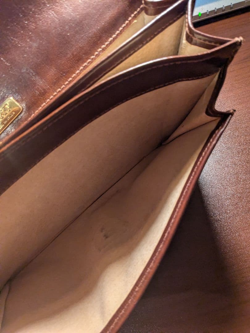 BALLY Leather Clutch Bag Brown Classic Design, Vintage, Durable, 16x24cm