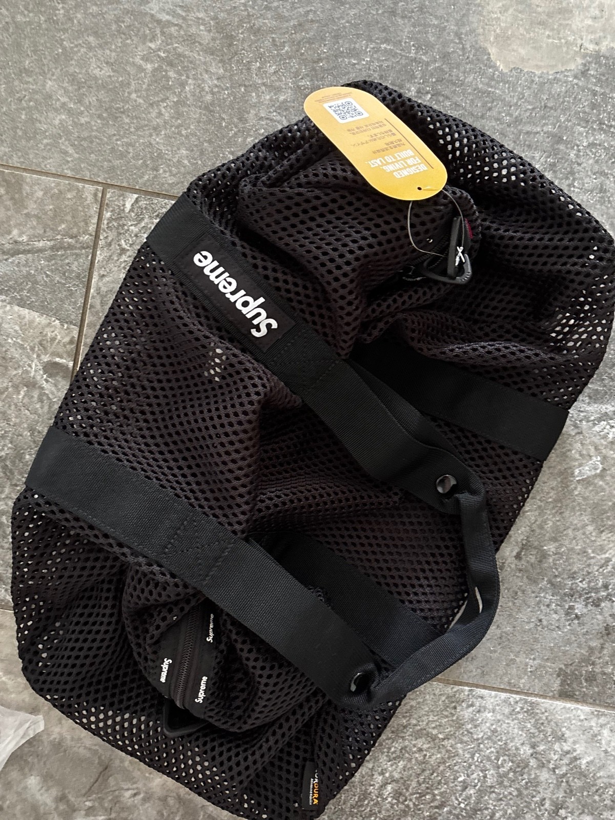 Supreme Black Mesh Duffle Bag SS23