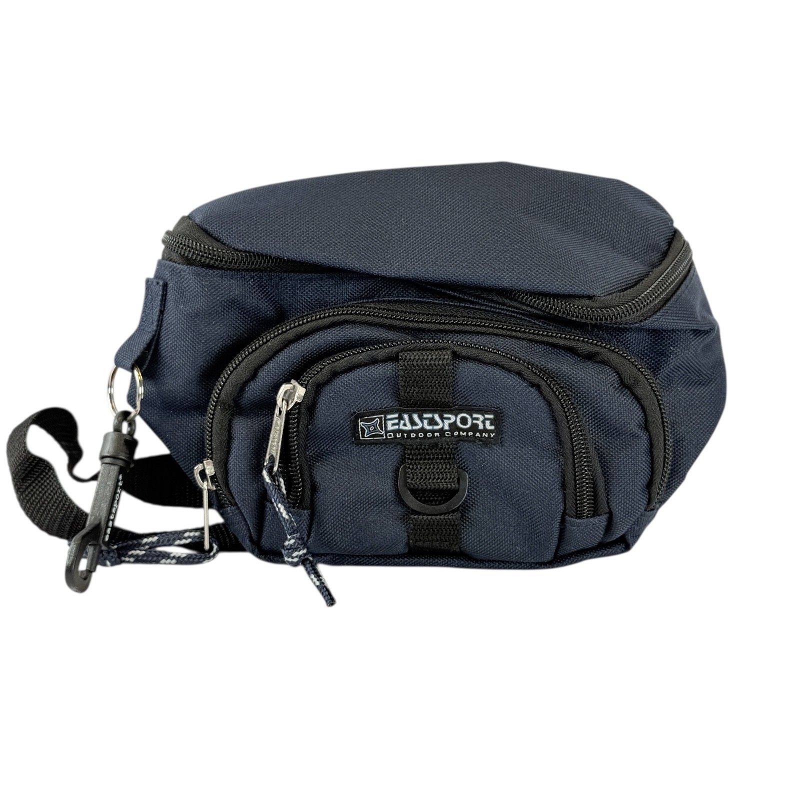 Vintage EastSport Navy Blue Fanny Pack Waist Belt Bag 3 Pouch 90s Y2K