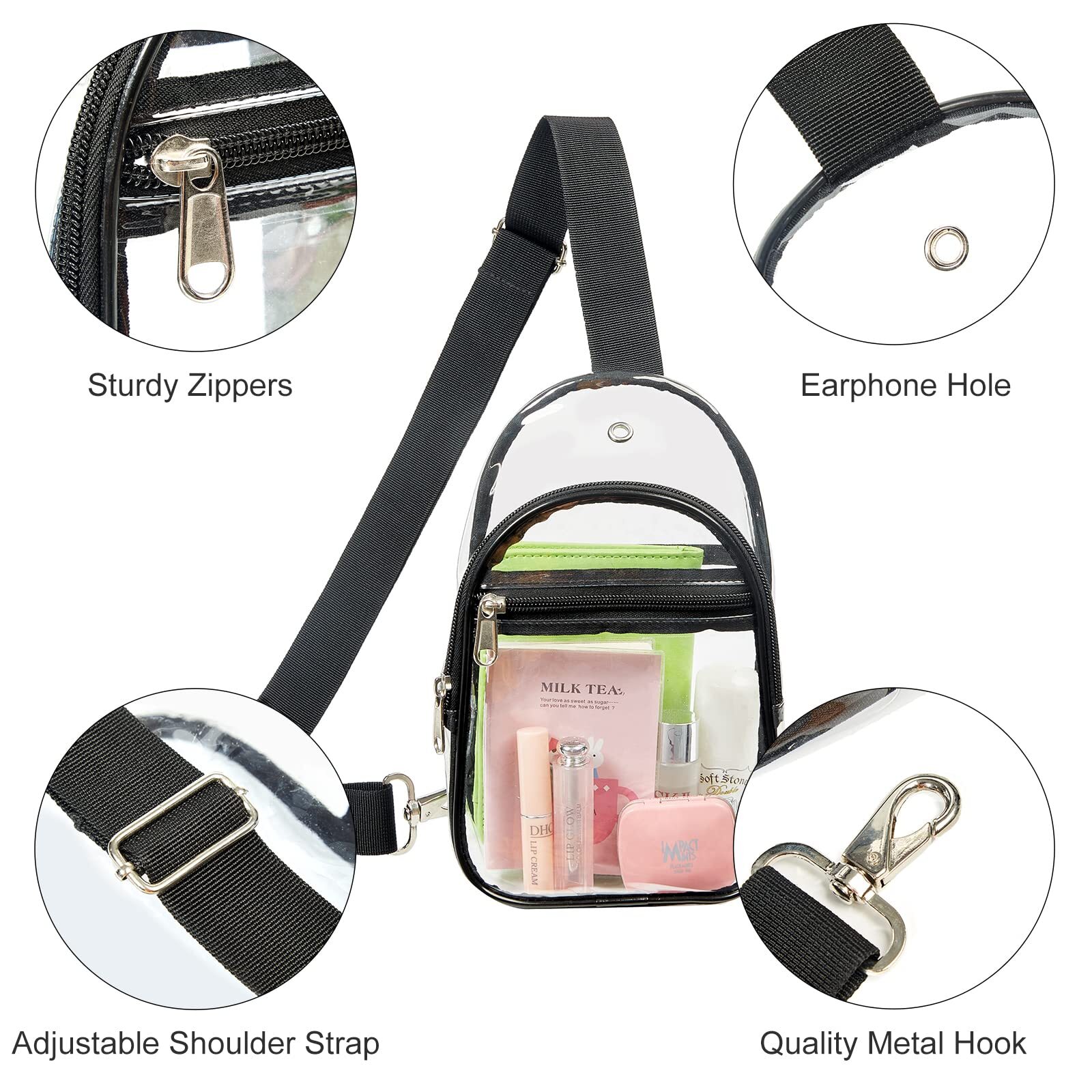 Stadium Approved Clear Mini Backpack Heavy Duty Transparent Backpack for