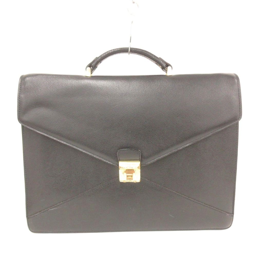 LANCEL France Black Leather Briefcase 11.8×4.7×15.4in Men’s Business Bag