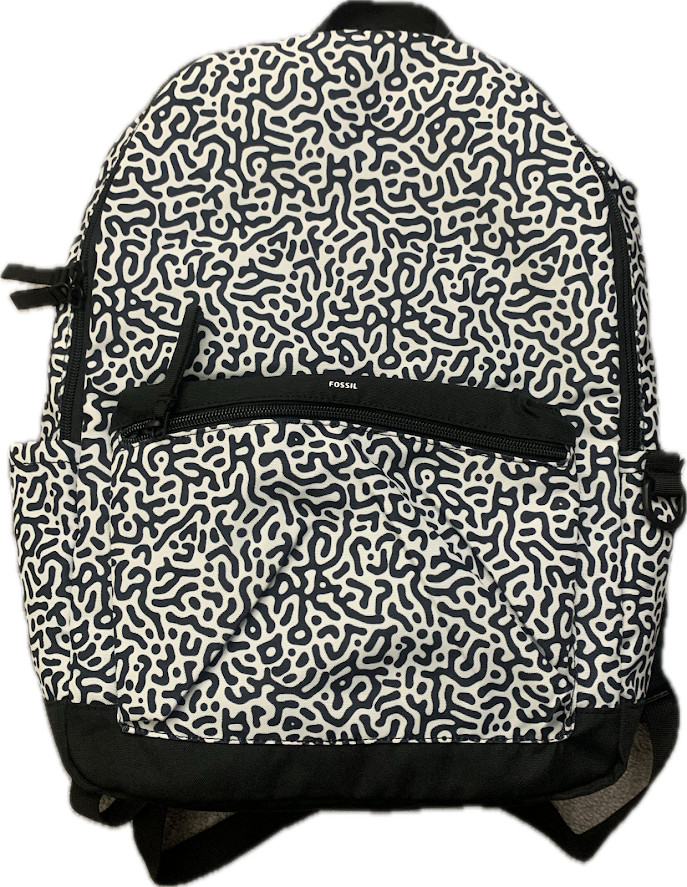 Fossil Belmont ViralOff Backpack Black White Laptop Travel Bag MBG1617005 NWT