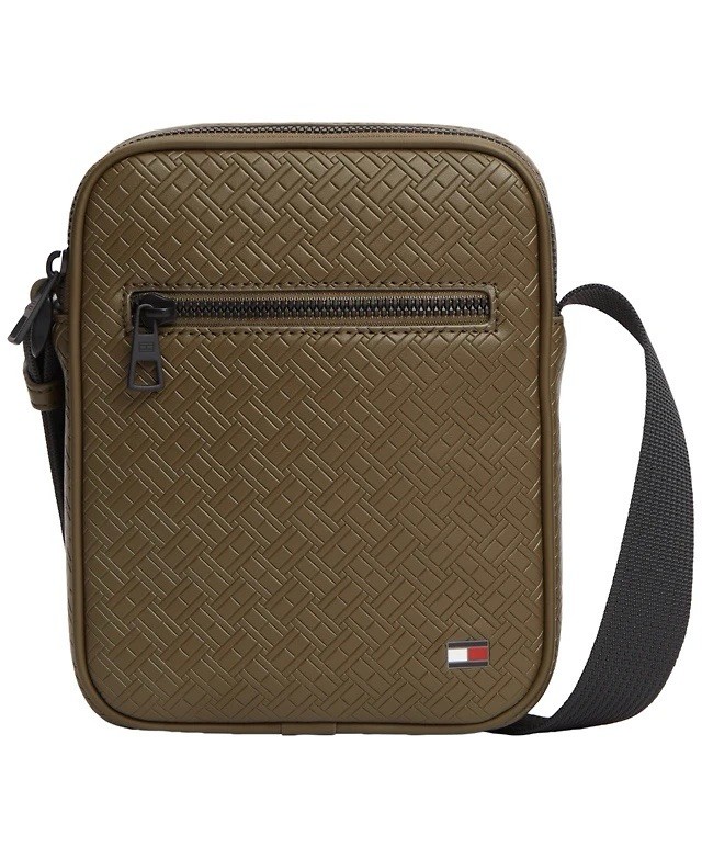 Tommy Hilfiger Men’s Green Embossed Flag Mini Reporter Bag