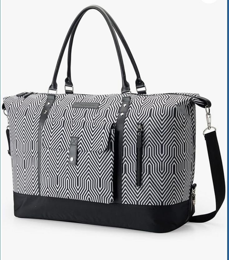 MAYMOONER 56L Black Stripe Unisex Travel Tote Duffle Bag