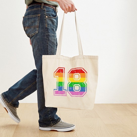 CafePress Retro 18 Rainbow Tote Bag (51690561)