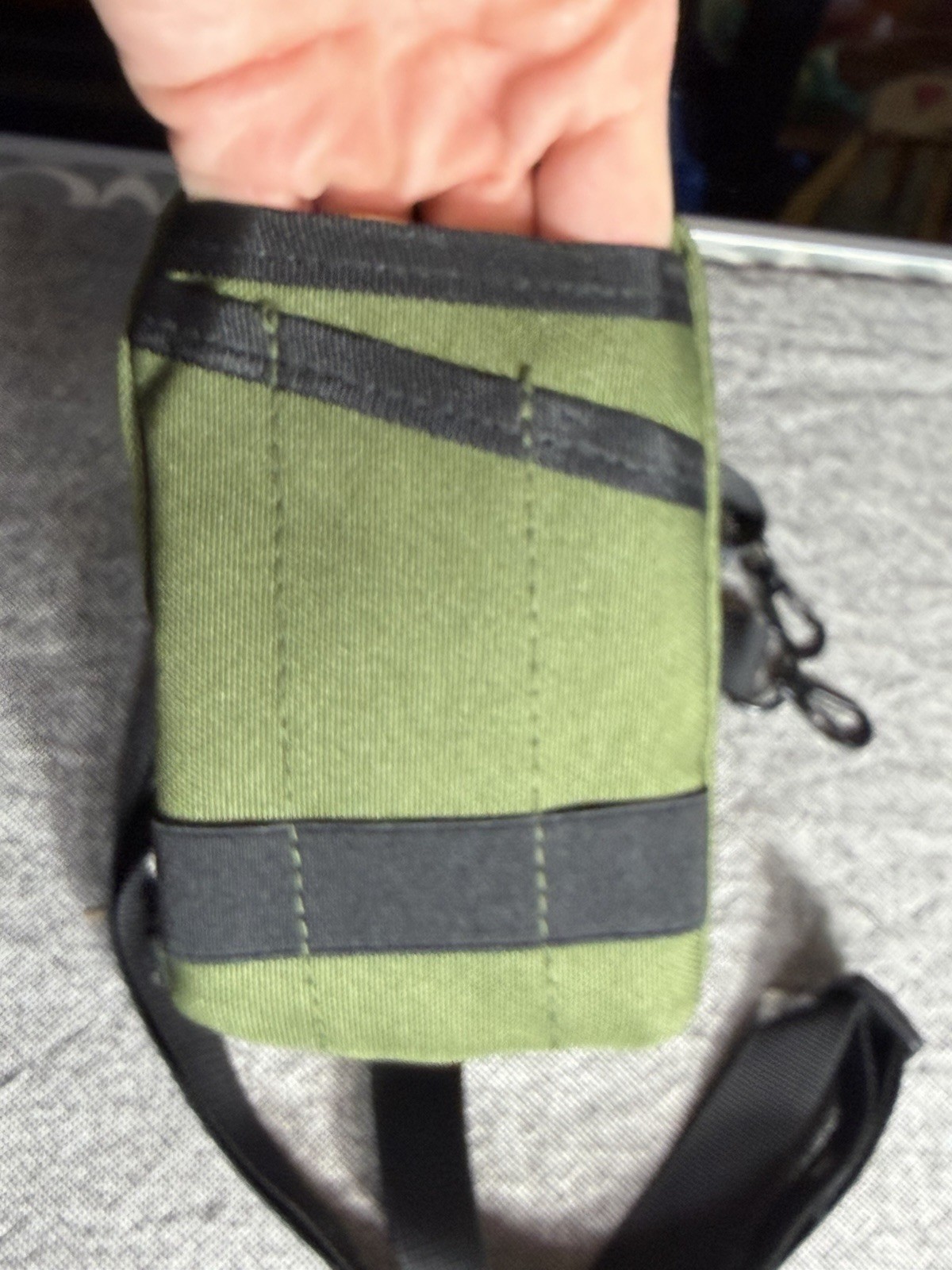 Green Crossbody Storage Bag Oxford Cloth Coin Card Holder Adjustable Strap