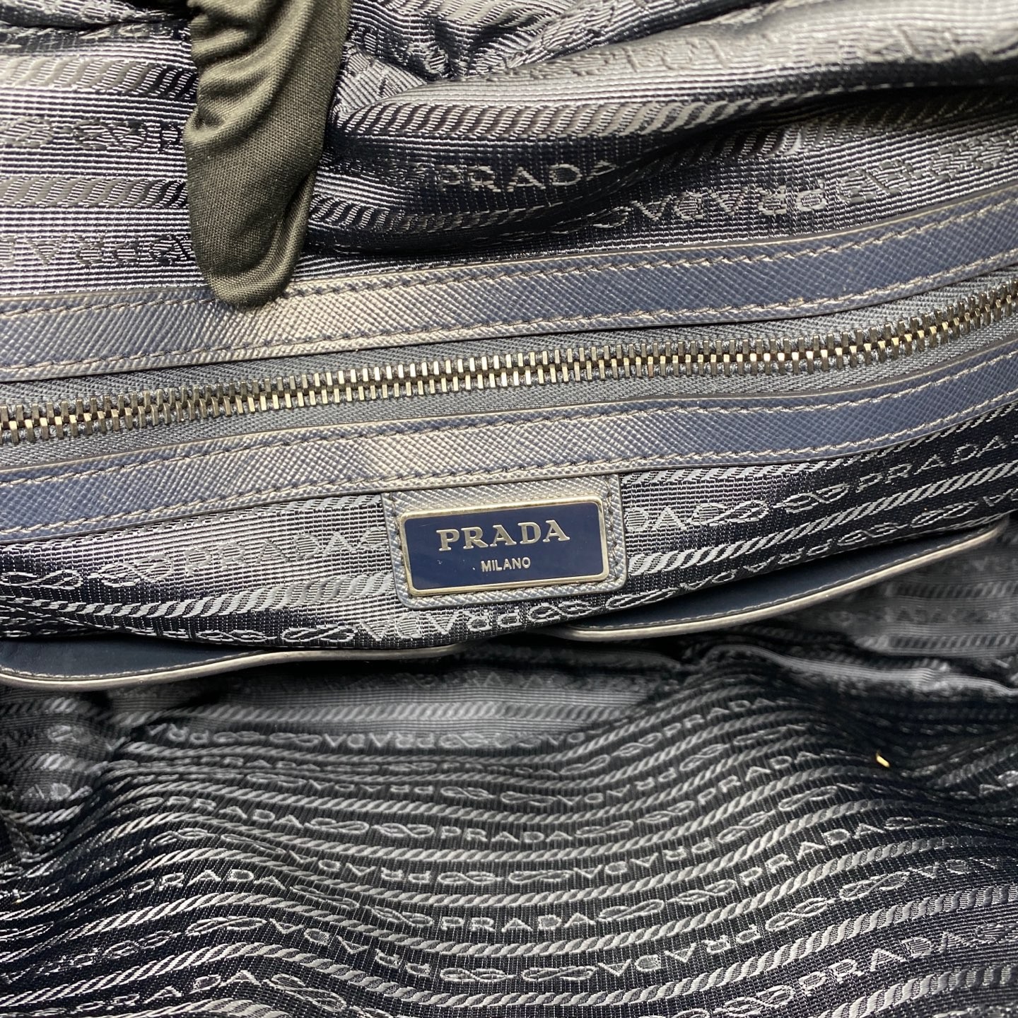 Prada Pre-Owned Authentic Briefcase Blue 36x28x7cm Nylon Free Shipping