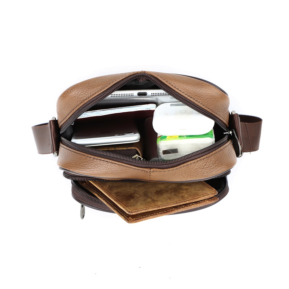 Men’s Vintage Genuine Leather Crossbody Sling Bag Retro Shoulder Messenger Bag