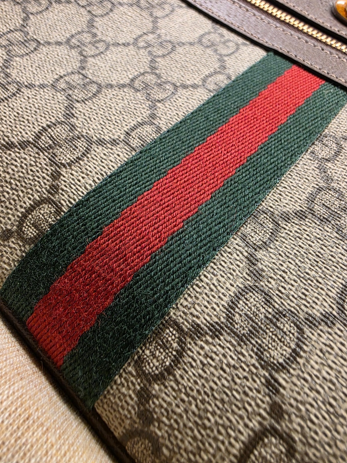 Gucci GG Supreme Web Monogram Clutch Pouch Bag Brown Canvas Leather – Excellent