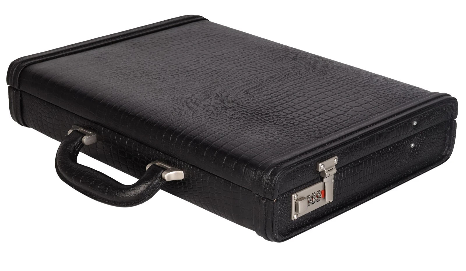 Real Leather Cowhide CROCO Briefcase 12x17x3 inches with Secure Number Lock BC03