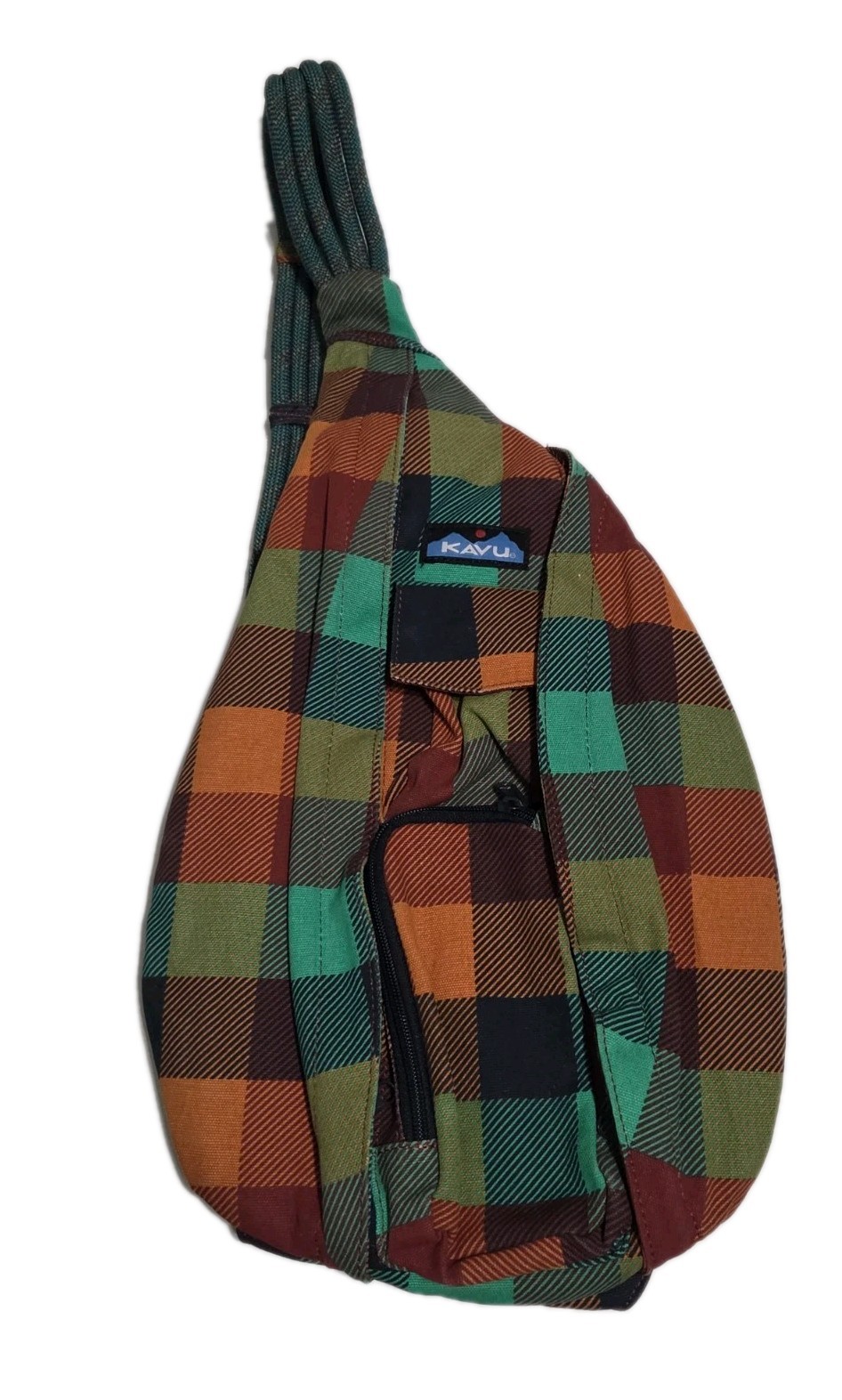 Kavu Multicolor Checked Sling Bag Crossbody Adjustable Strap Pockets NWOT