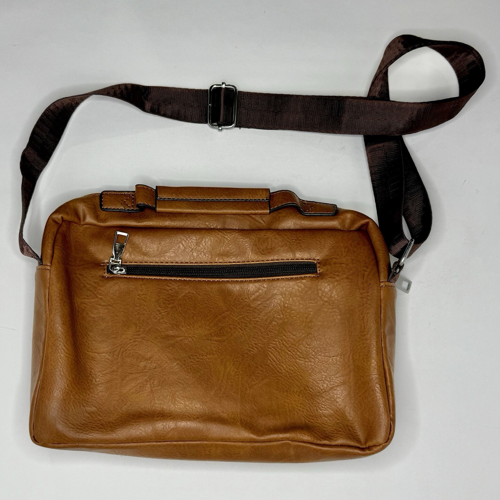 Weixier Crossbody Bag Men’s Adjustable Shoulder Bag- Brown Faux Leather Satchel
