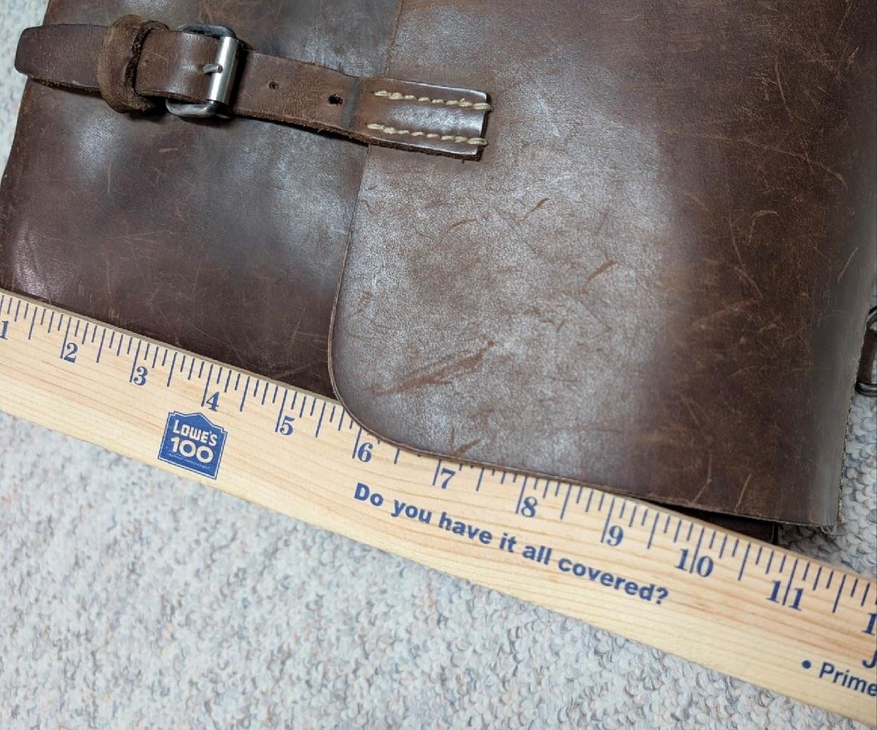 vintage J CREW messenger bag COWHIDE brown leather LAPTOP crossbody 16″ patina
