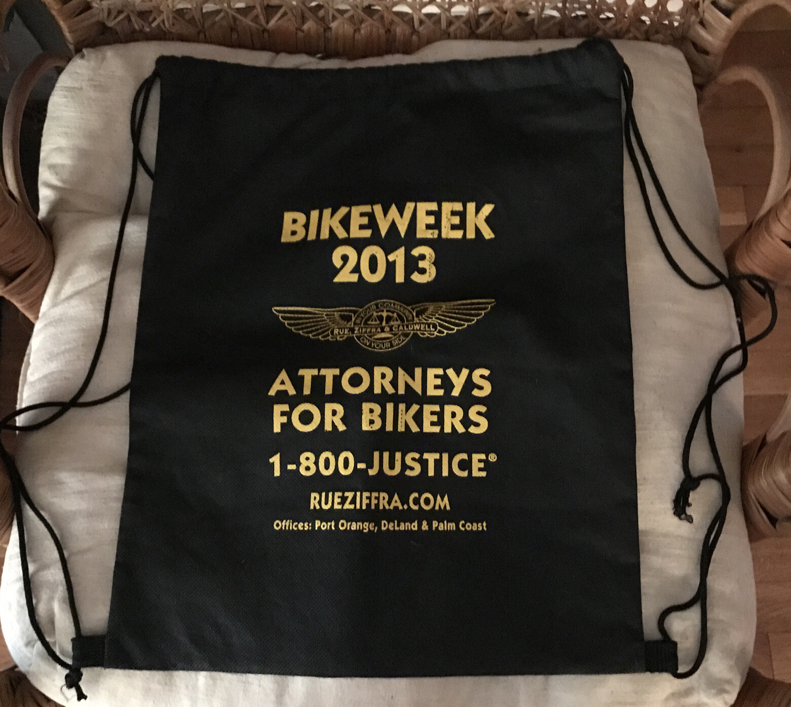 Bikeweek 2013 Lightweight Backpack Black With Yellow Print Attorneys For Bikers