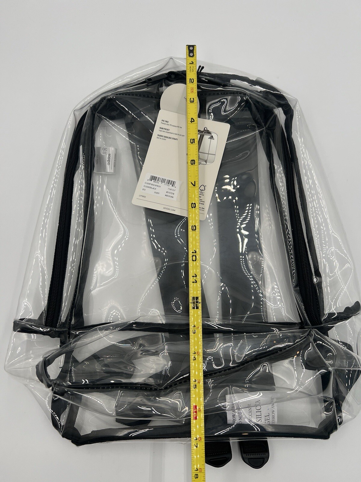 Adidas Clear Backpack Clear/Black Unisex Training Bookbag NWT