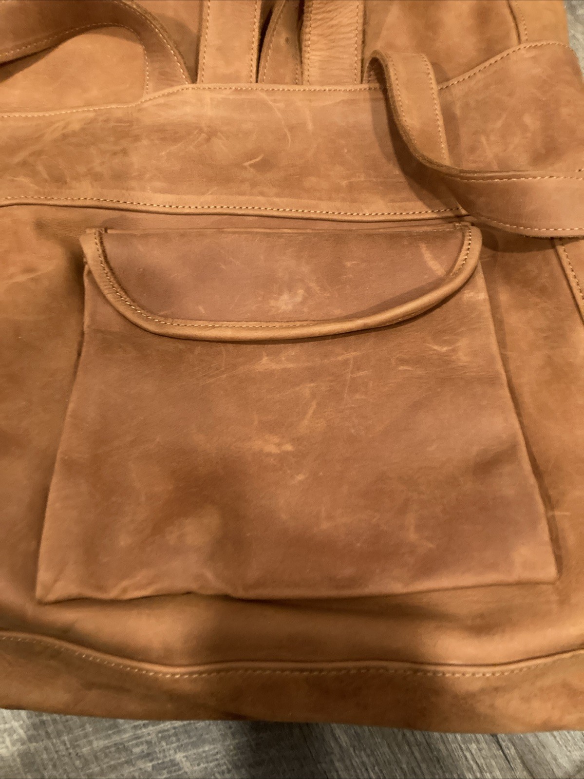 One Mill & Bull Roll Top Backpack Leather Tan Brown Bag