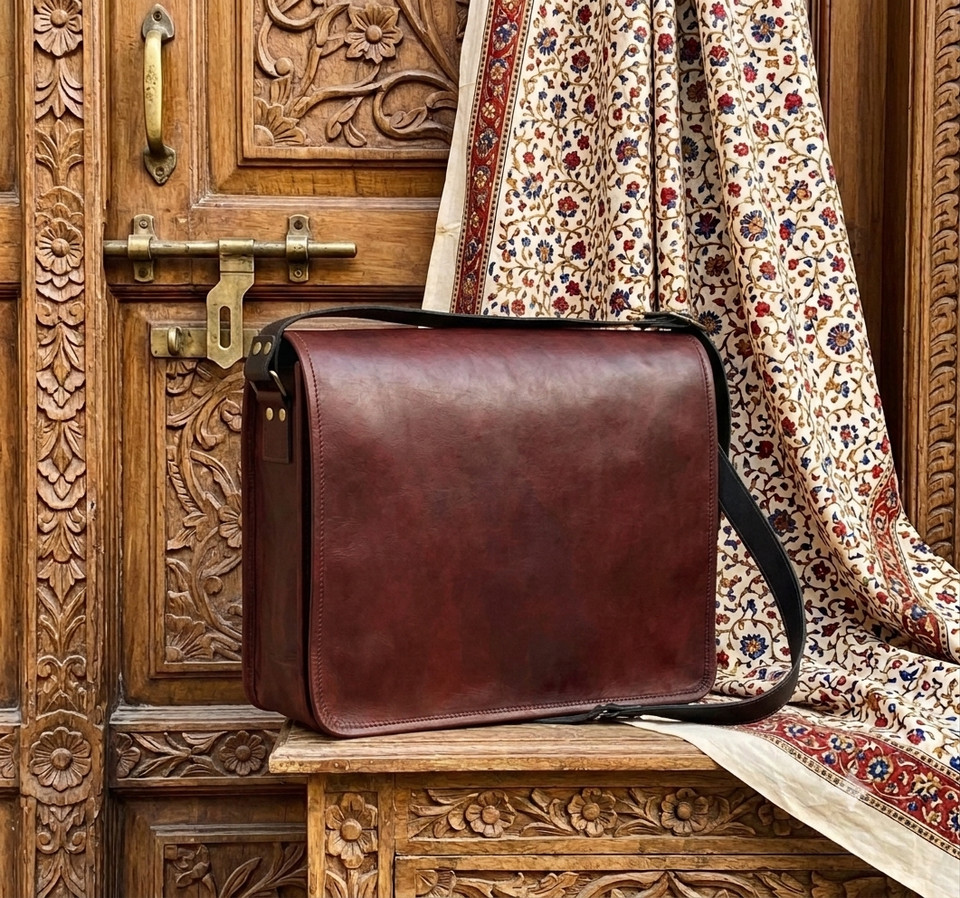 Men’s Genuine Leather Vintage Laptop Messenger Classic Everyday Satchel Bag