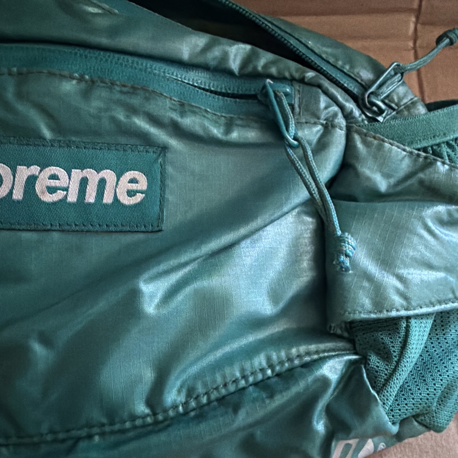 AUTHENTIC preowned SUPREME waist bag teal GREEN fanny pack FW17 pockets PLUS vgc