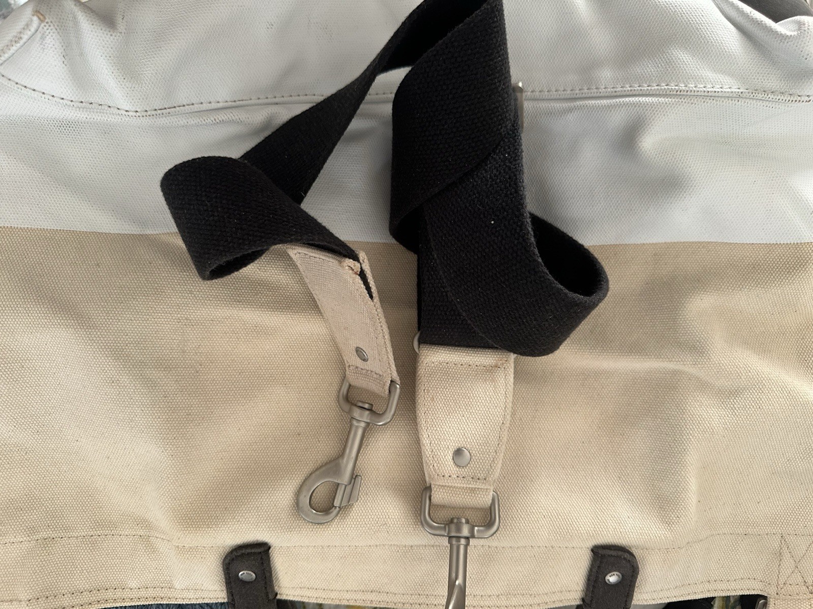 Jack Spade Warren Street Shark Canvas Tote Bag Cream White New York With Strap