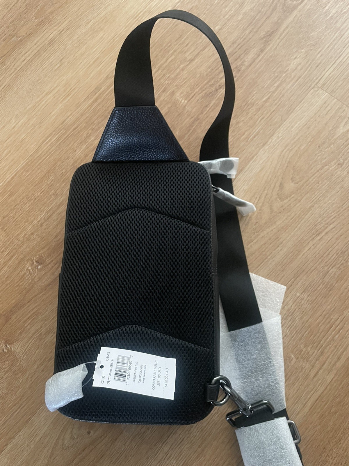 Coach Sullivan Pack Signature Canvas Charcoal Black Crossbody Sling Bag CZ397