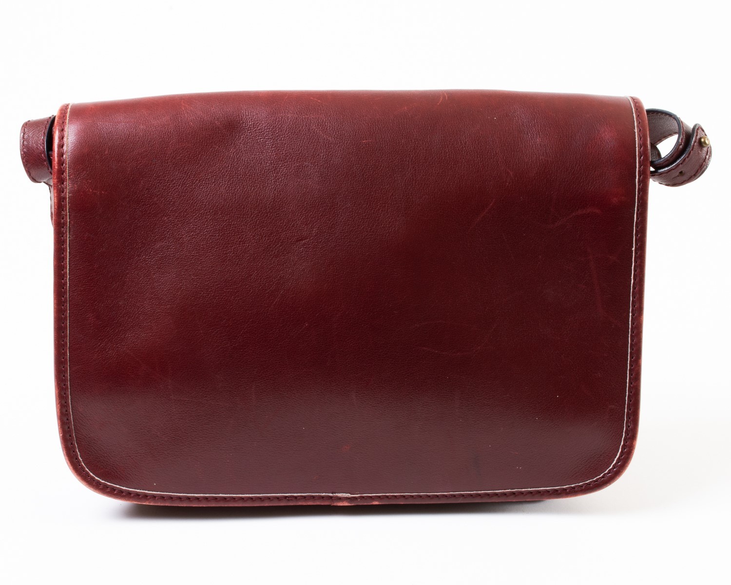 Bottega Veneta Burgundy Leather Structured Tote Messenger Bag w. Wood Toggle