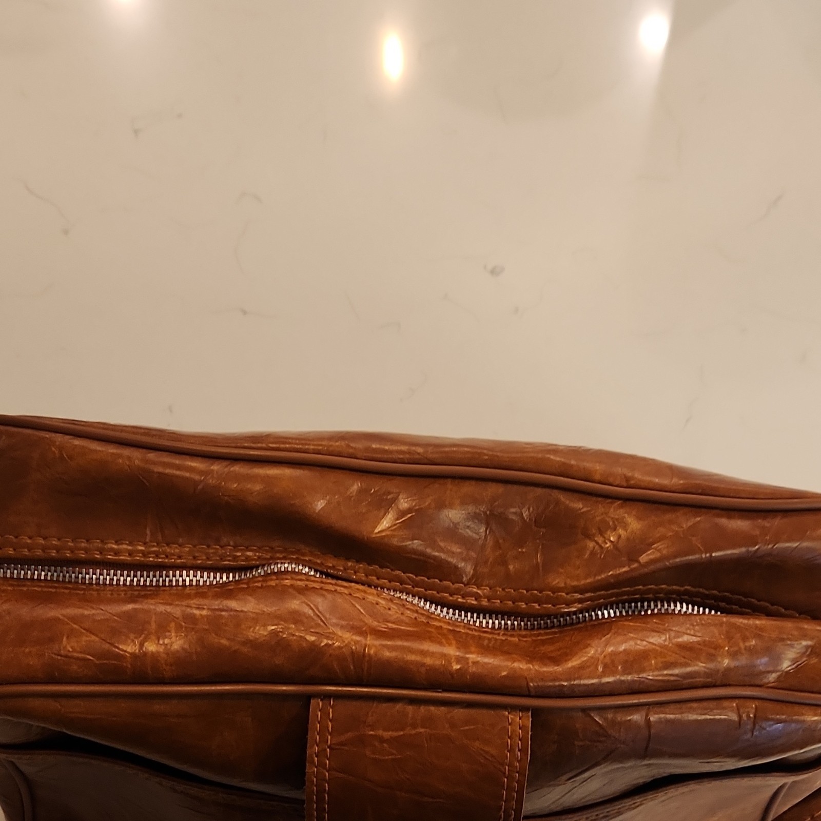 Brown Men’s Messenger Bag with Shoulder Strap, Zipper and Buckle Closures