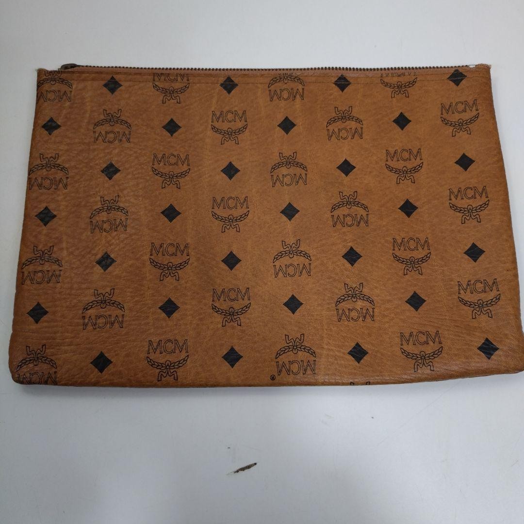 MCM Visetos Authentic Vintage Clutch Bag Brown Handbag Second Bag Travel Pouch