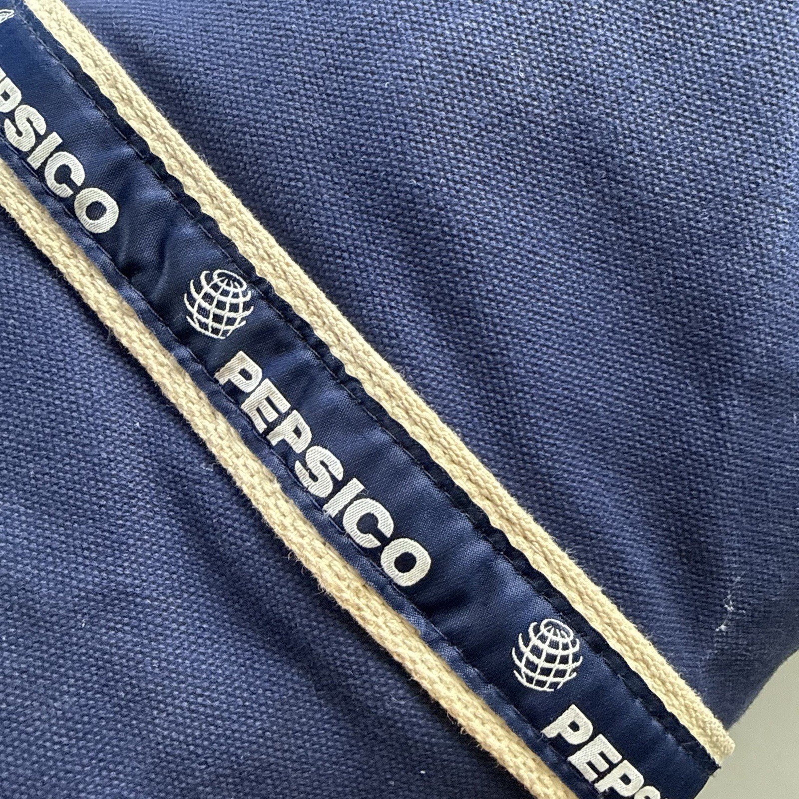 vtg 90s PepsiCo Pepsi Canvas Duffle Bag Blue White Logo Travel Gym Weekender