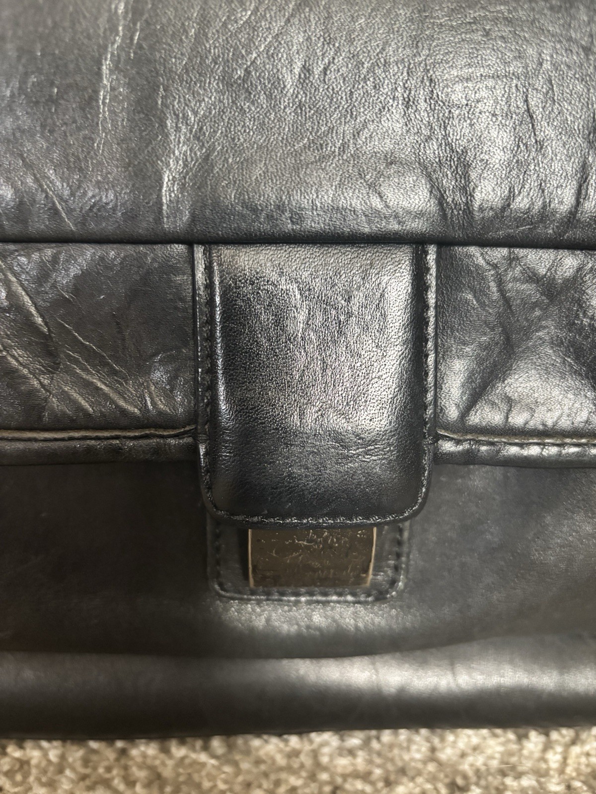 Hartmann Black Briefcase Document Case Push Lock Zip Outer Pockets Dividers